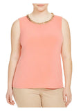 Round Neck Tank Pink Sleeveless CALVIN Womens Top Plus 2X KLEIN
