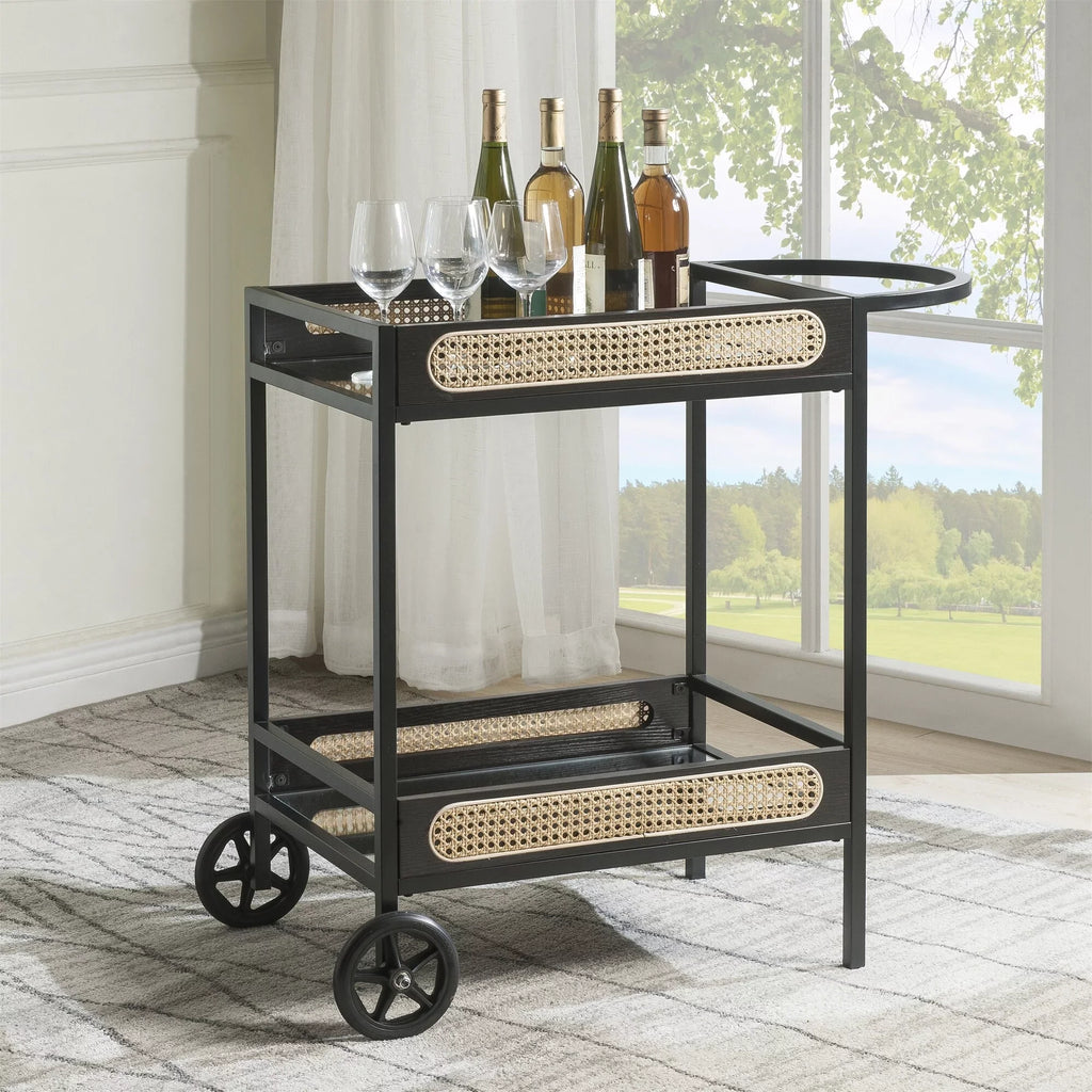 Black Metal Finish & Kitchen Cart, Carts Serving BESTCOSTY Wood