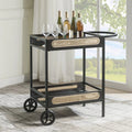 Black Metal Finish & Kitchen Cart, Carts Serving BESTCOSTY Wood
