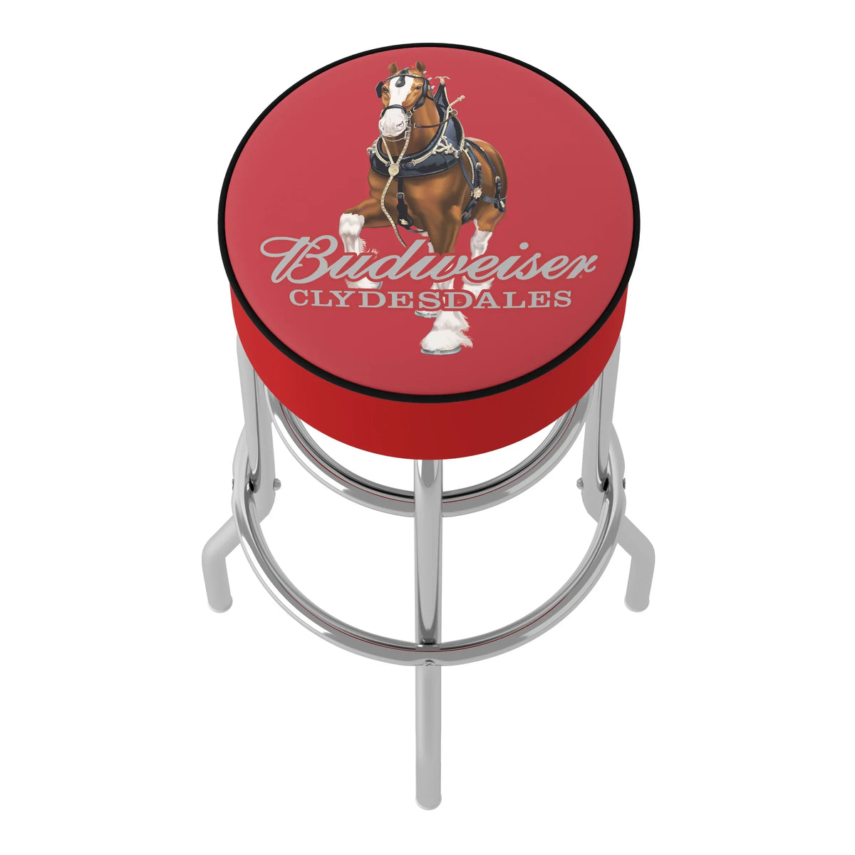 Bar - Swivel Red Stool Padded Budweiser Clydesdale